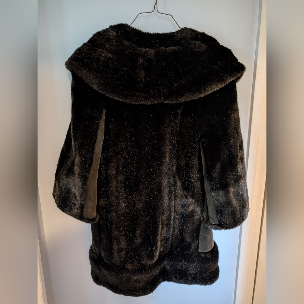 Vintage Tissavel Faux Fur & Suede Belted Coat – Made in France - Picture 7 of 8